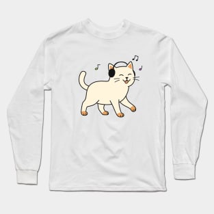 "Dancing Cat with Headphones" Long Sleeve T-Shirt